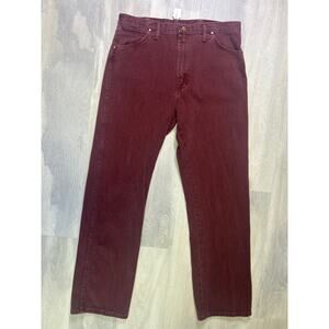 Wrangler Red Denim Dark Wash Straight Leg Jeans w/ Pockets Size 34?